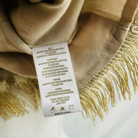 Sunday in Brooklyn Gold Fringe Crop Top Sleeveless Relaxed Fit Tweed Wool Size S - Picture 8 of 9